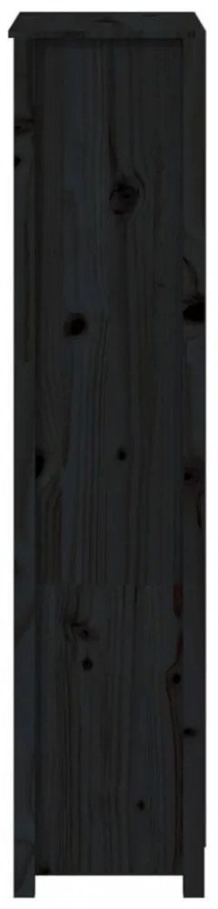 fekete tömör fenyőfa magasszekrény 80 x 35 x 154 cm