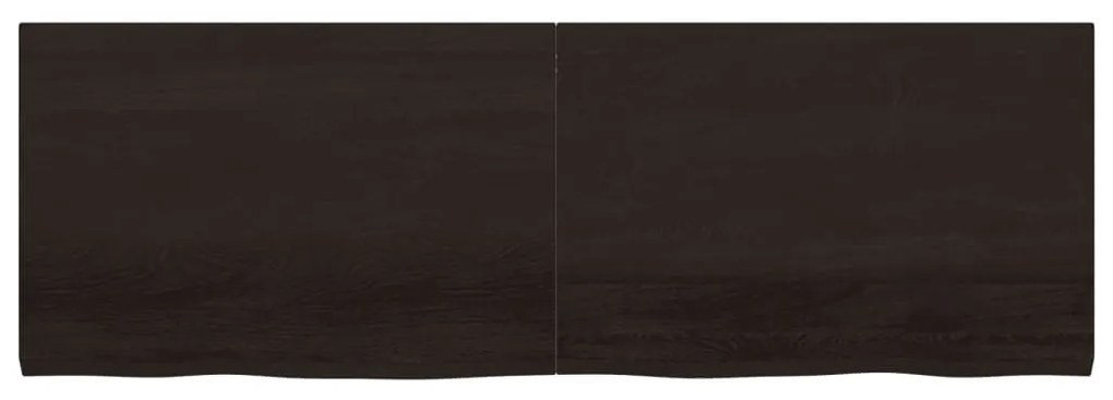 sötétbarna kezelt tömör tölgyfa fali polc 180 x 60 x (2-4) cm