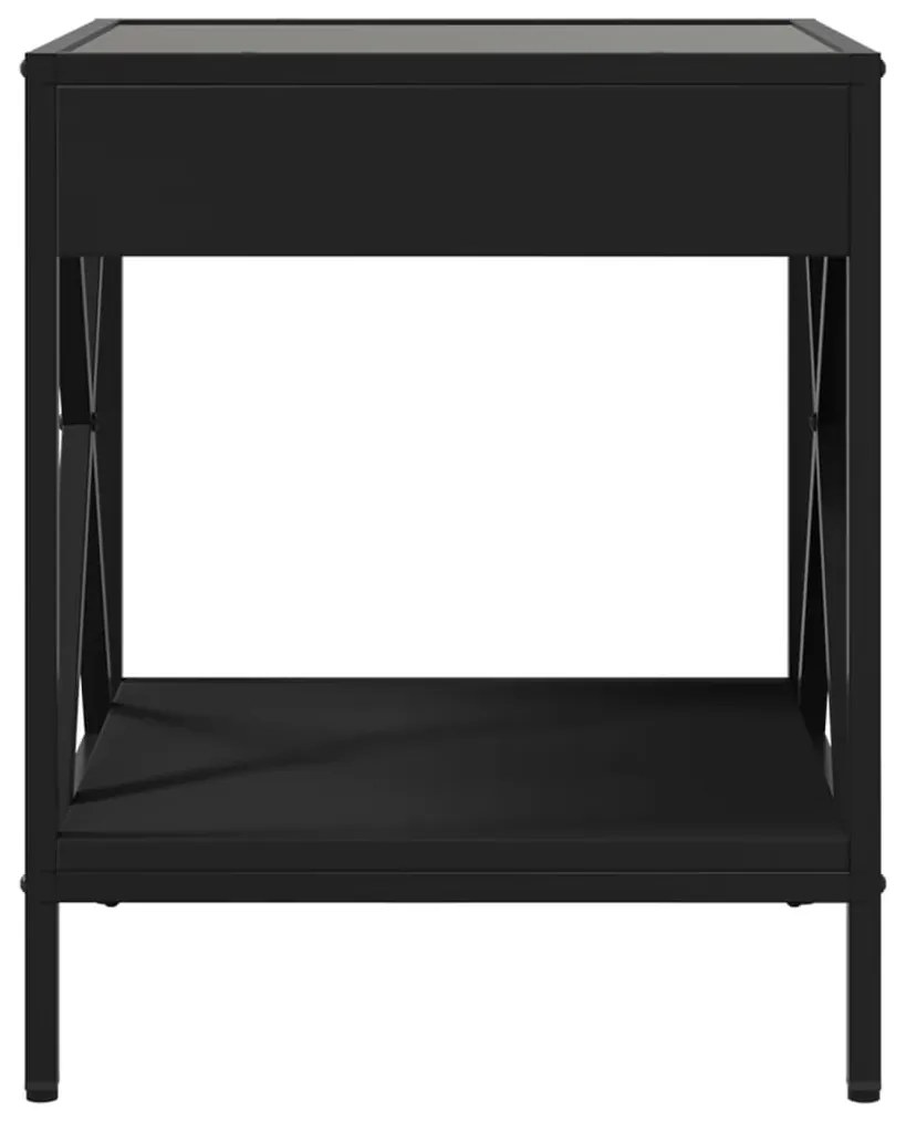fekete végtelen hatású LED-es dohányzóasztal 40 x 40 x 49 cm