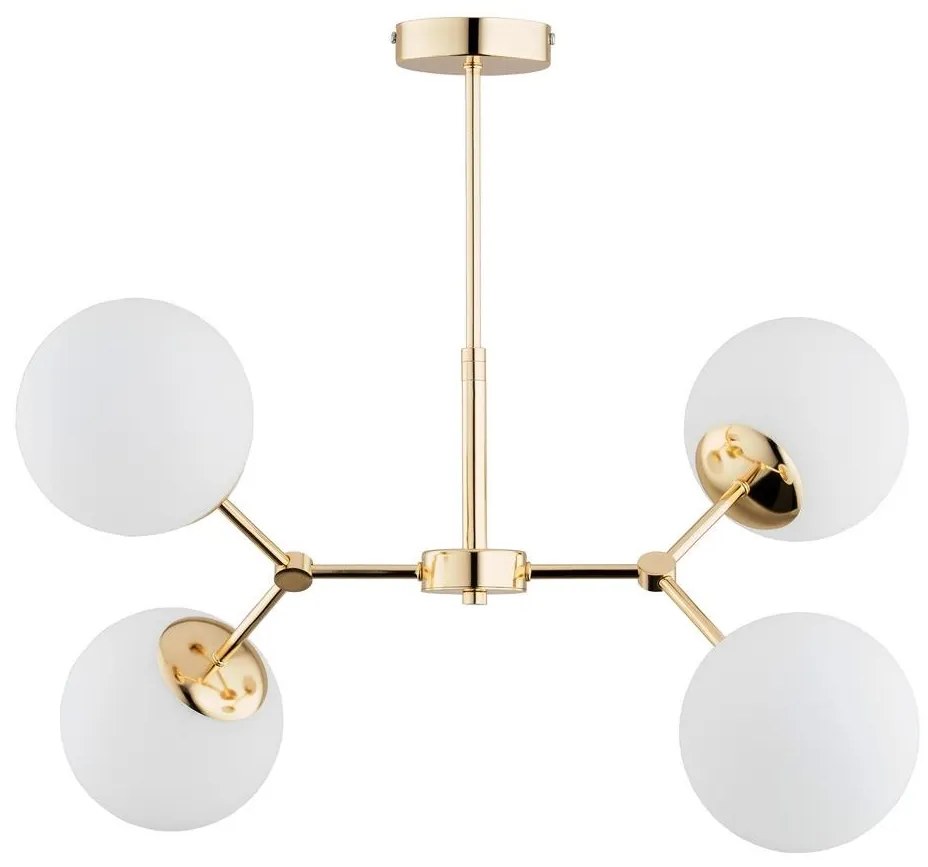 Csillár rúdon FOTON 4xE14/40W/230V arany/fehér