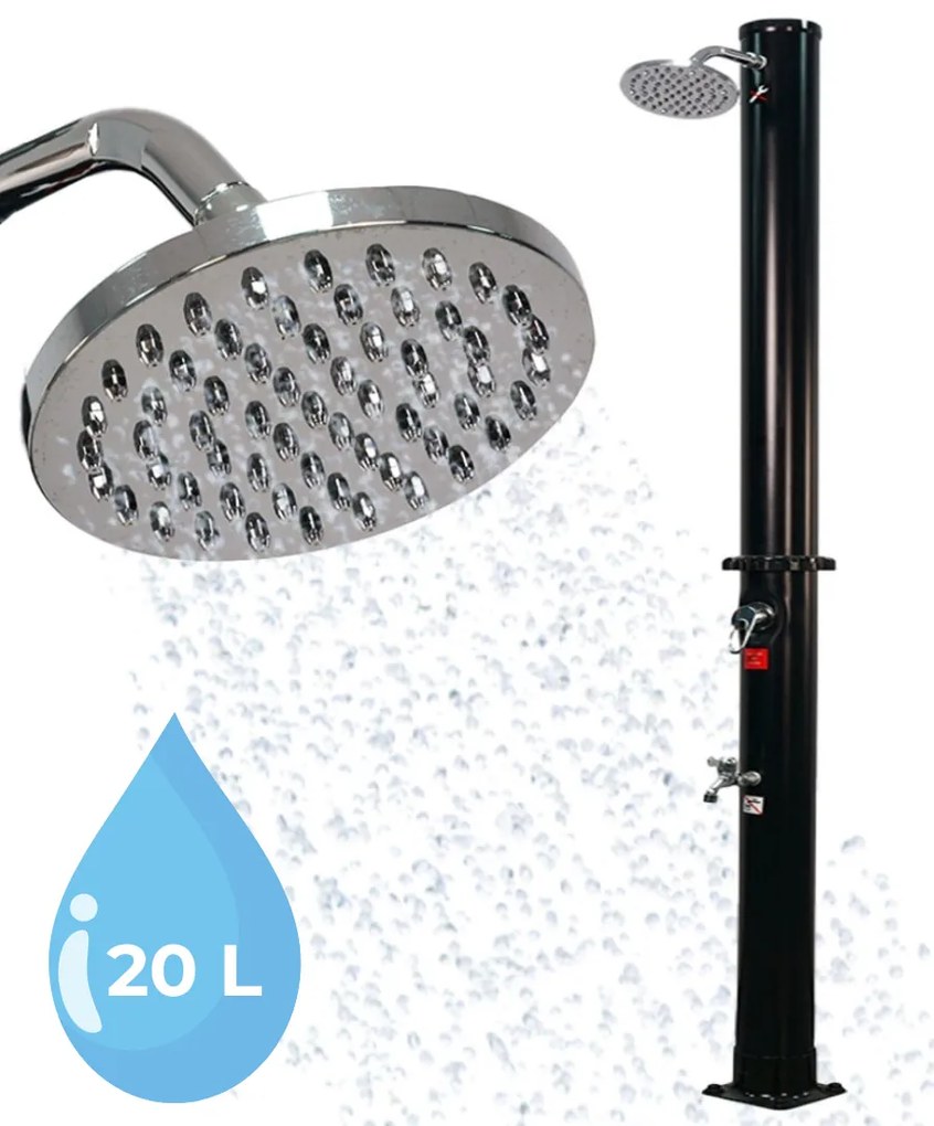 DELFINA napelemes zuhany, 20l, fekete Jurhan