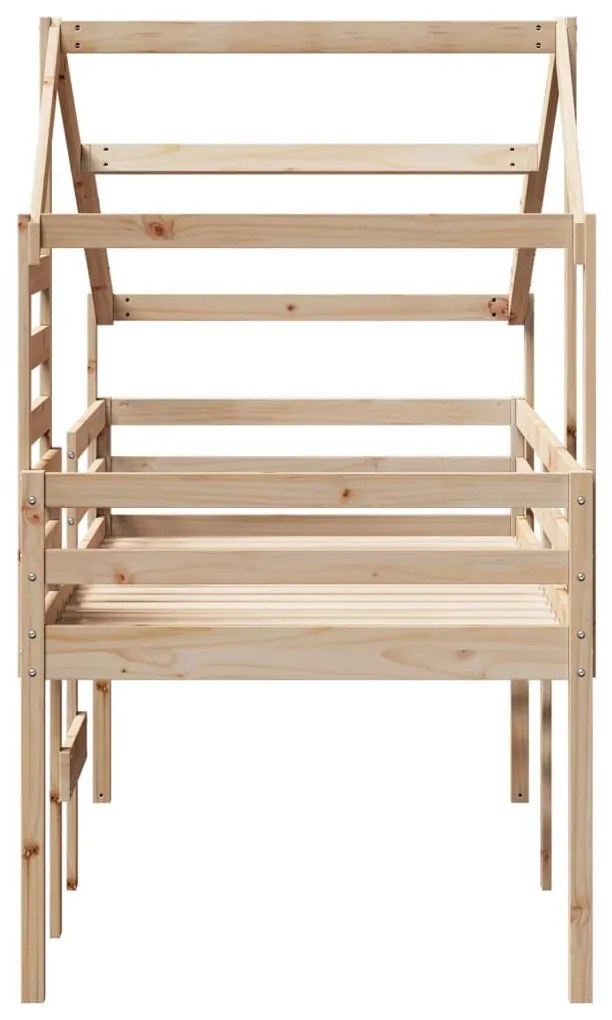 tömör fenyőfa magasított ágy tetővel 80 x 200 cm