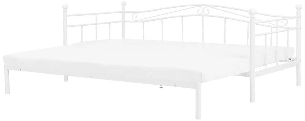 Kihúzható Romantikus Fémkeretes Fehér Ágy  90 x 200 cm TULLE Beliani