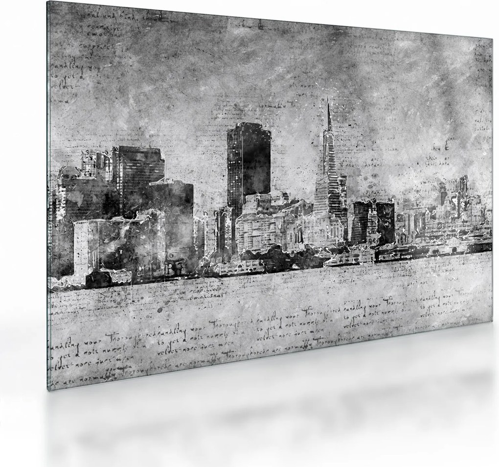 Üveg kép - Kávé művészeti város (70x50 cm)