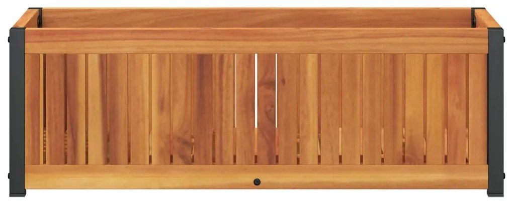 tömör akácfa és acél kerti virágtartó 80 x 30 x 27,5 cm