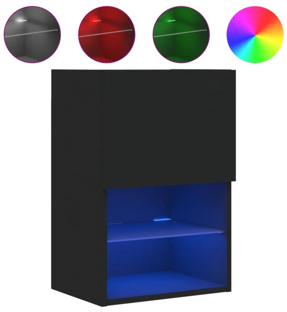 2 db fekete TV-szekrény LED-világítással 40,5 x 30 x 60 cm
