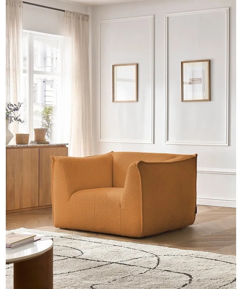 Mustársárga buklé fotel Giorgia – Bobochic Paris