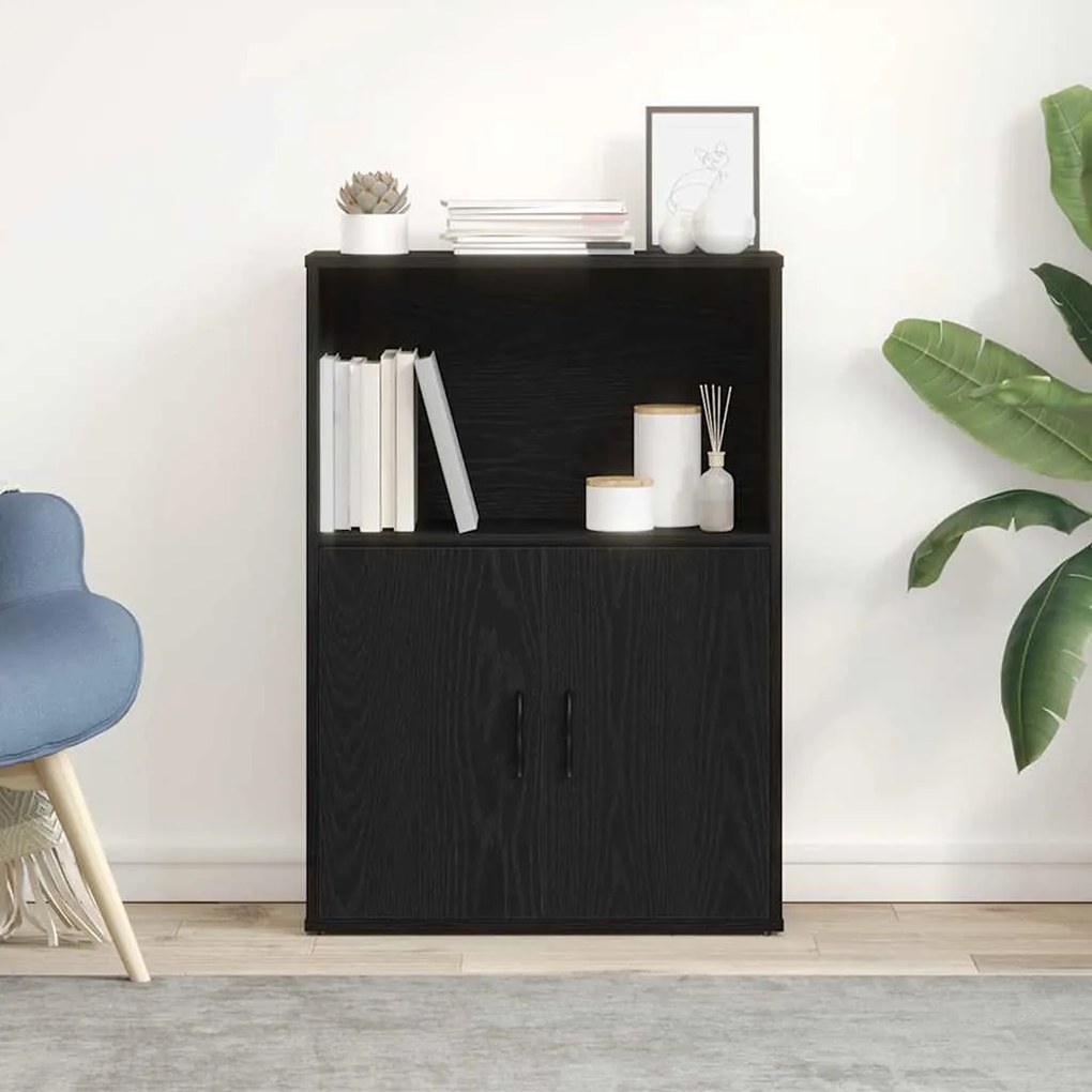 Könyvespolc fekete tölgy 60x24x85 cm Gépesített fa
