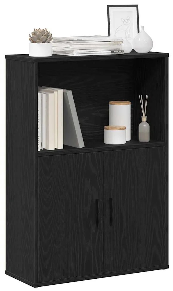 Könyvespolc fekete tölgy 60x24x85 cm Gépesített fa