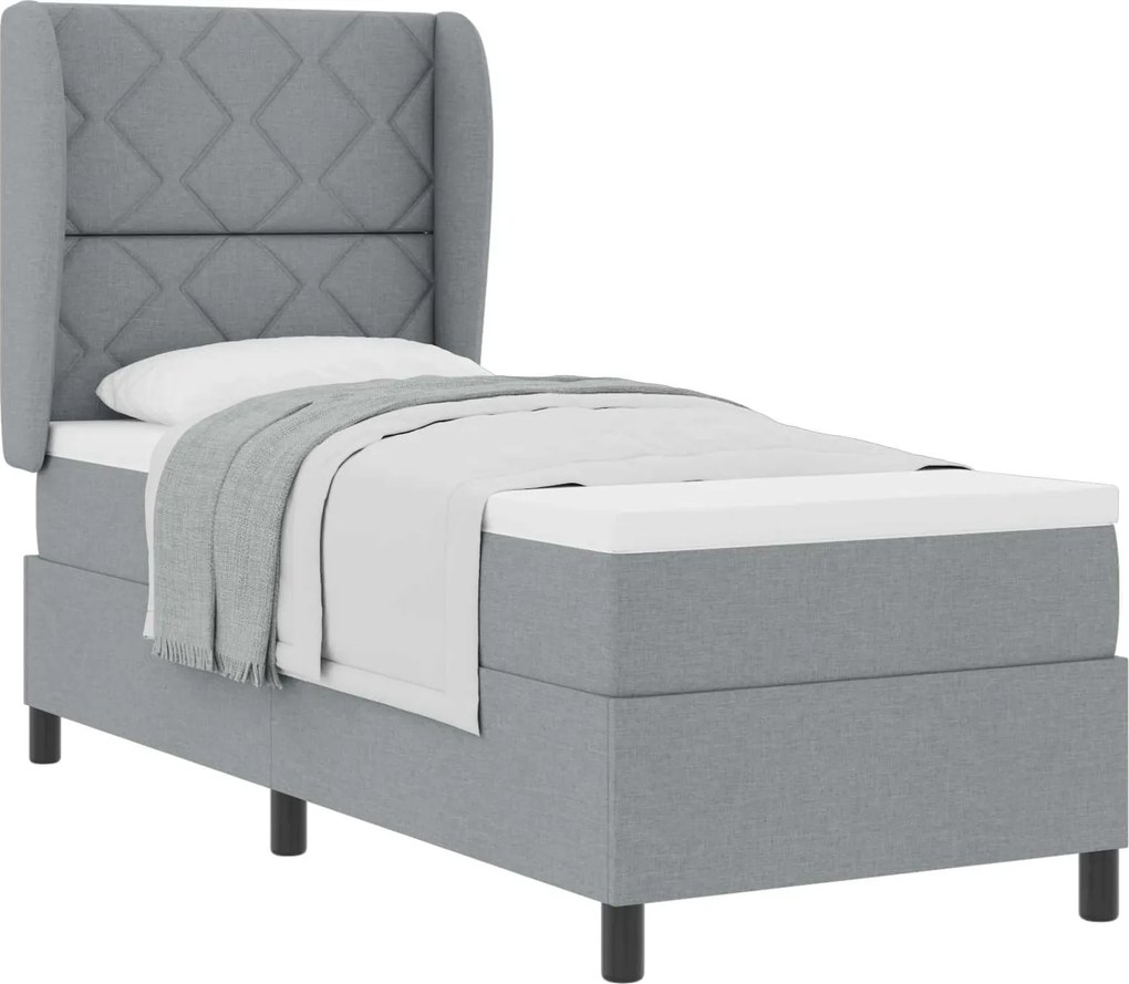 vidaXL Boxrugós ágy matracmal Világosszürke 80 x 200 cm szövet