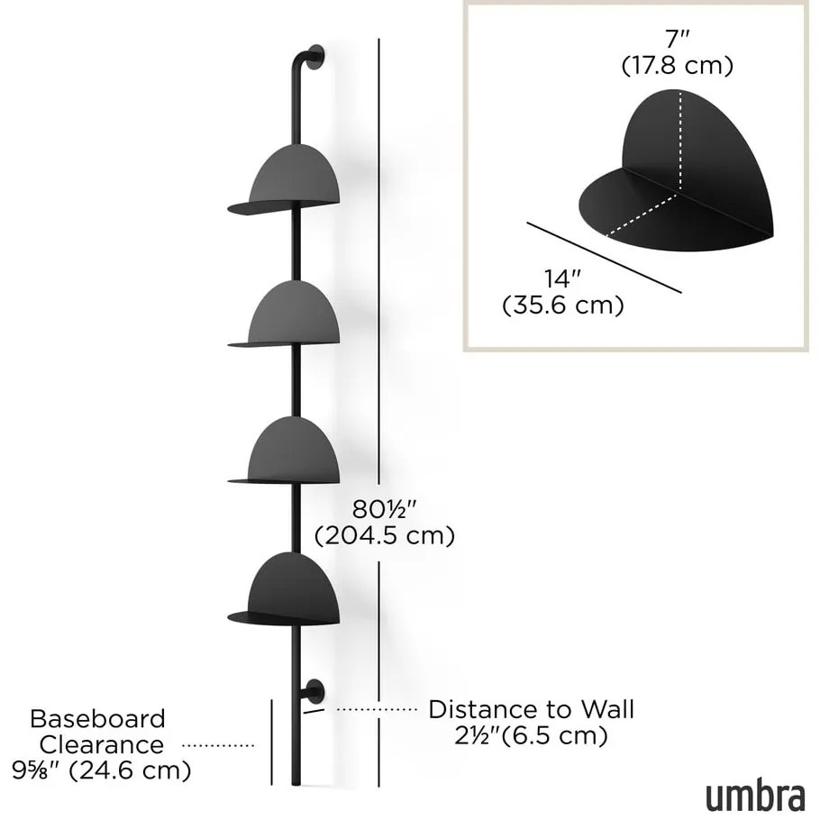 Fekete fém moduláris polcrendszer 27x203,5 cm Solis – Umbra