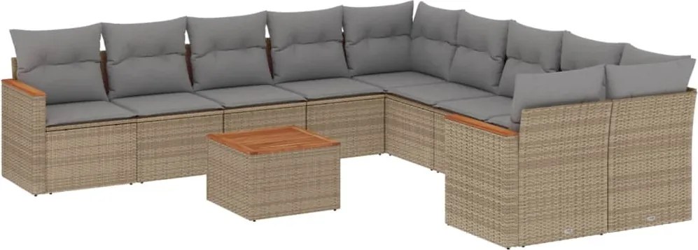 vidaXL 11részes vegyes bézs polyrattan kerti ülőgarnitúra párnákkal