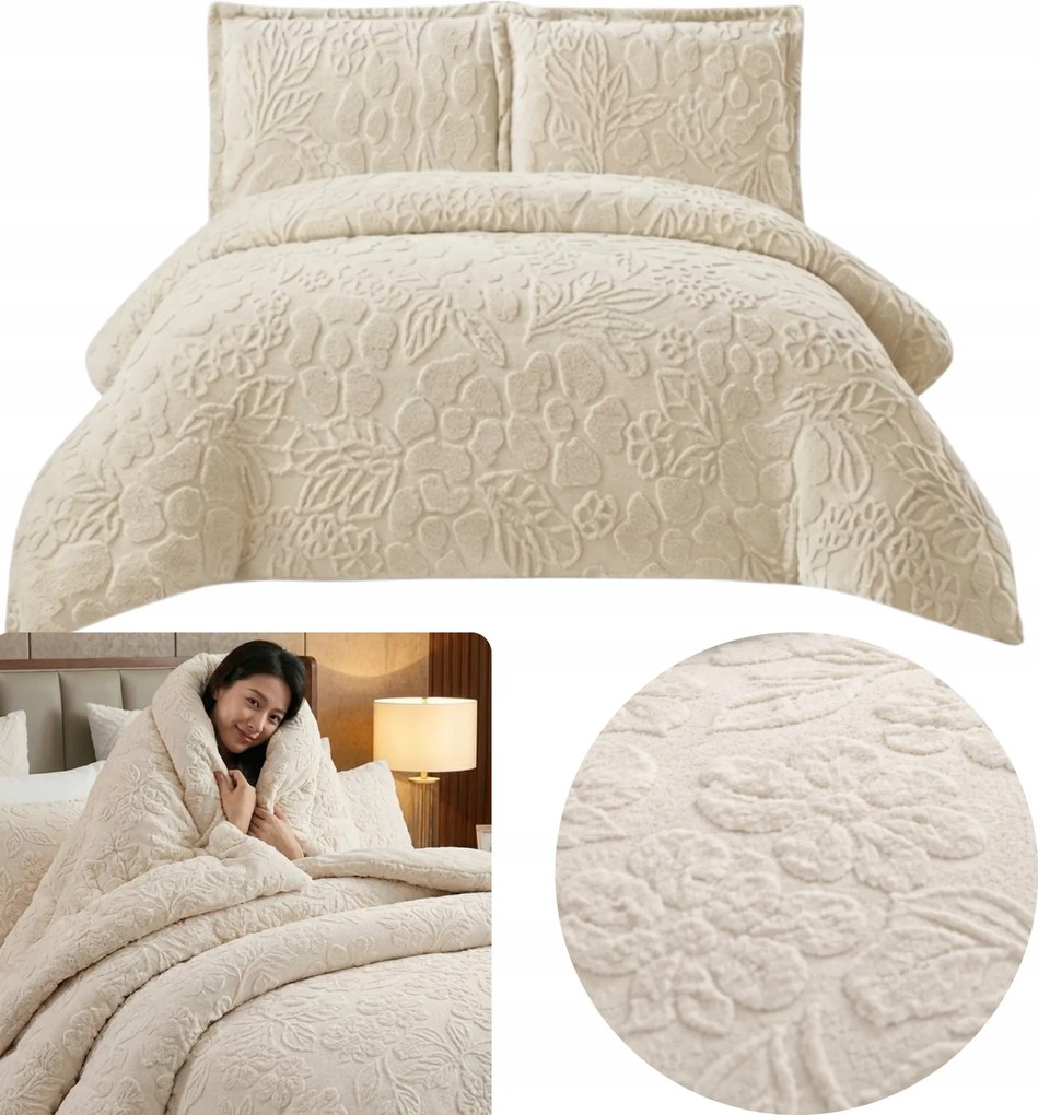 Téli ágyneműhuzat 200x220cm 2x 70x80cm Bézs Puha Tömör Kivitelezés