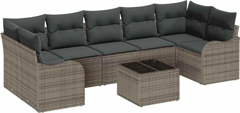 vidaXL Kerti Kanapé Szett Szürke 55 x 55 x 37 cm polirattan