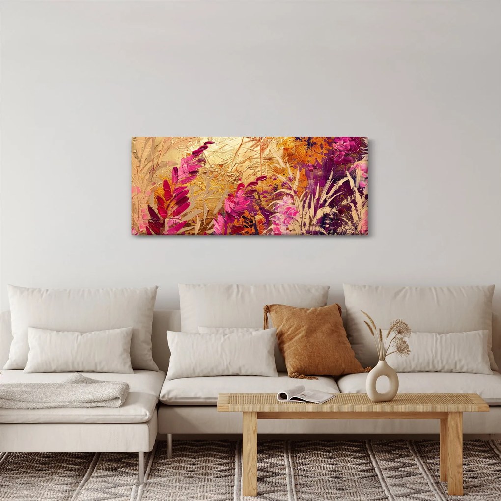 Kép - Absztrakt festmény virágok II. (120x50 cm)