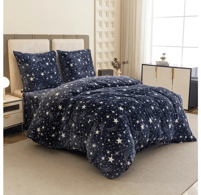 Mikroplüss ágyneműhuzat STARLIGHT sötétkék Ágyneműhuzat mérete: 70 x 90 cm | 140 x 220 cm