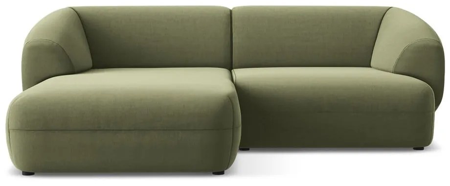 Zöld bársony sarokkanapé (bal oldali) Moana – Makamii