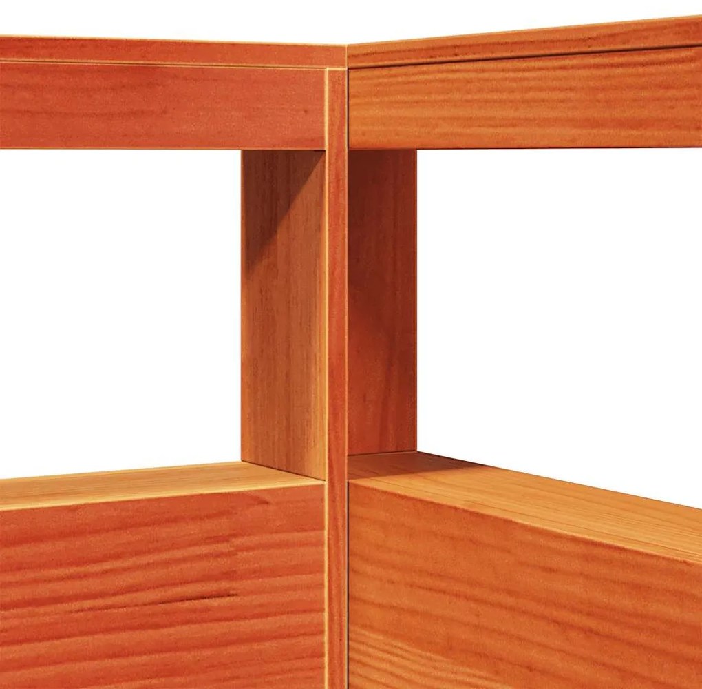 Könyvespolc fejtámla L-alakú viaszbarna 90 cm tömörfa fenyőfa