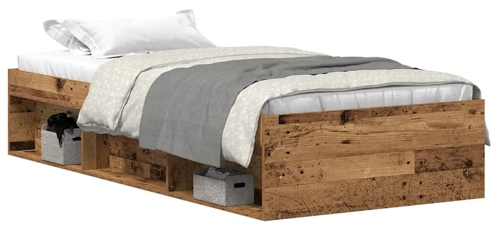 antik fa szerelt fa ágykeret matrac nélkül 75x190 cm