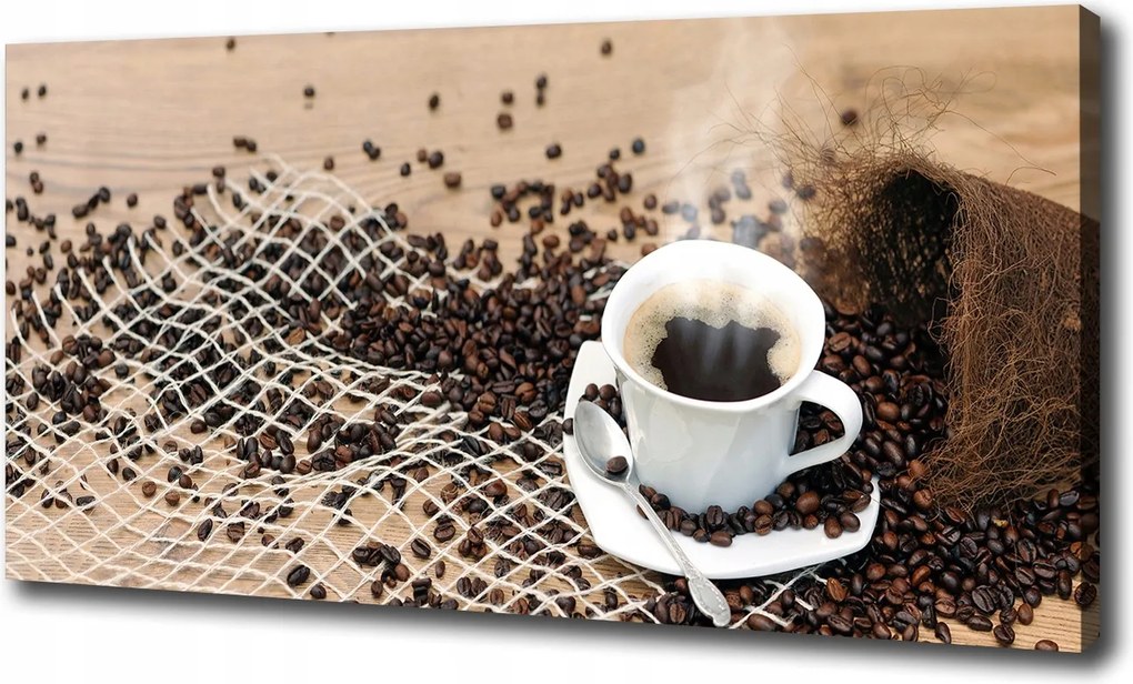 Vászonkép Kávé és kávébab 100x70 cm