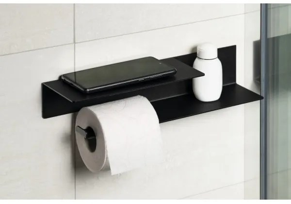 Sapho - WC-papírtartó polccal 9,5x35 cm matt fekete