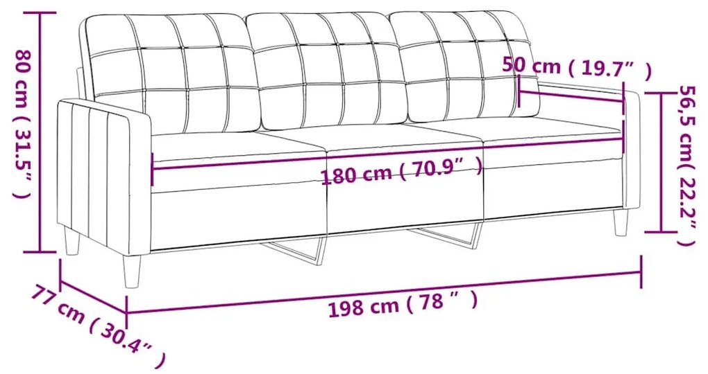 3 személyes krémszínű szövet kanapé 180 cm