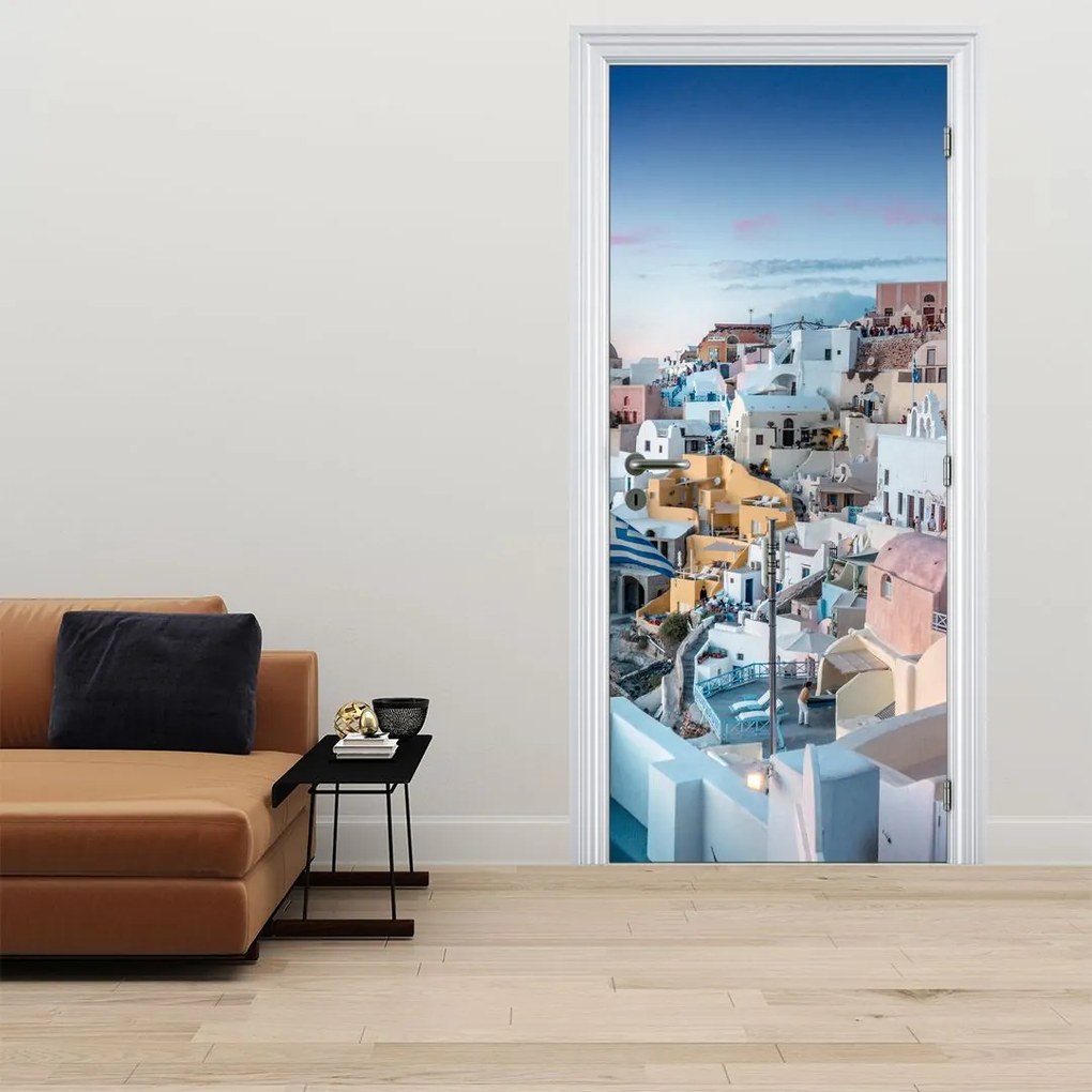 Fotótapéta ajtóra - Alkonyat Szantoriniben (95x205cm)