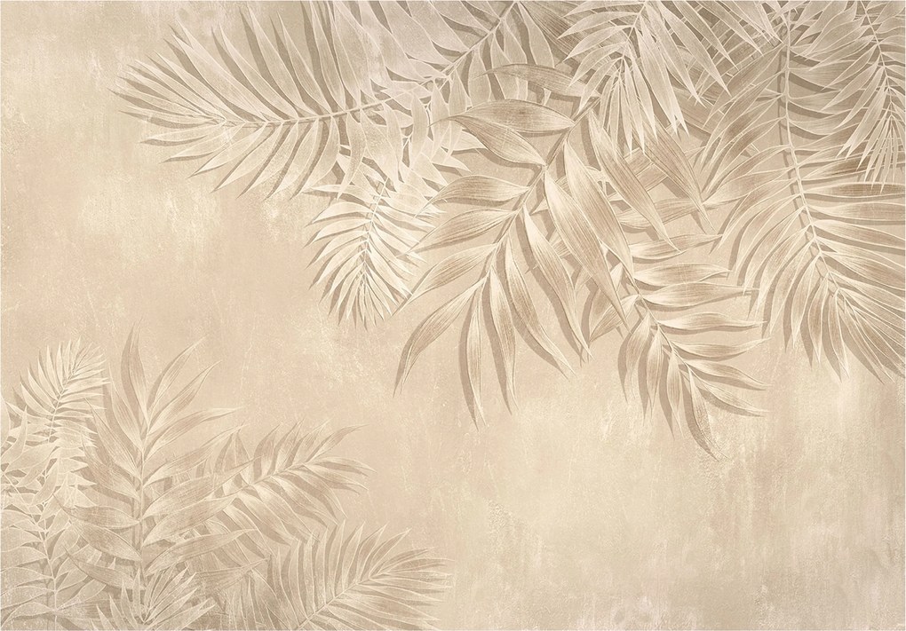 Vinil Fotótapéta Flizelin Levelek Beton Absztrakt Bézs 254x184