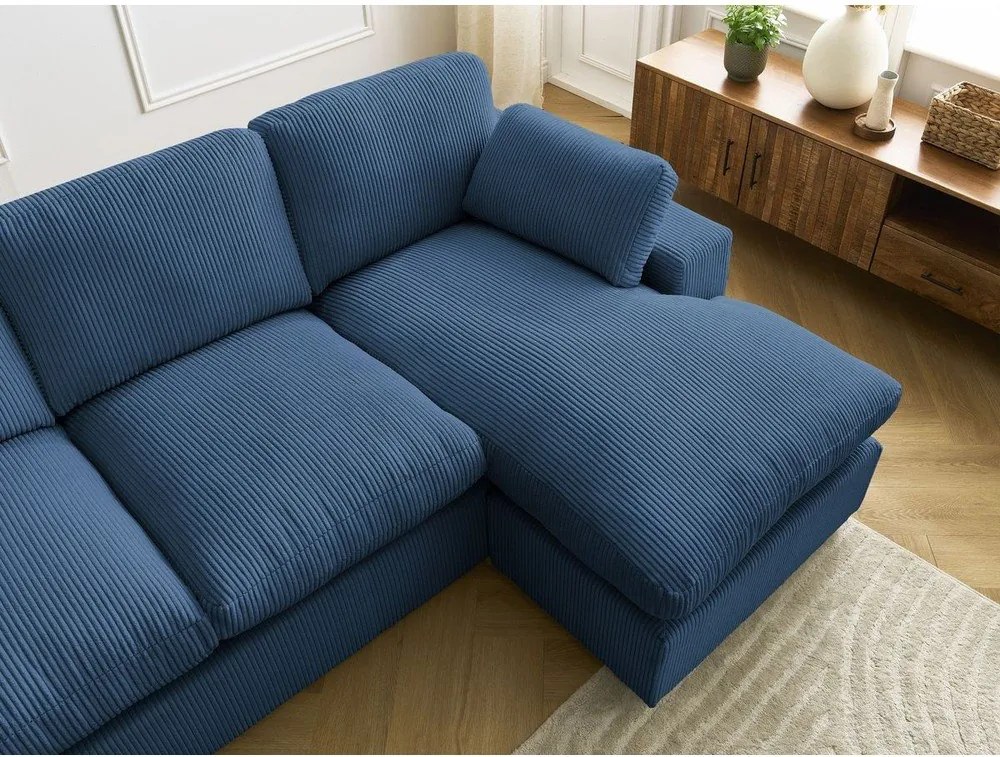 Kék kordbársony sarokkanapé Belair – Bobochic Paris