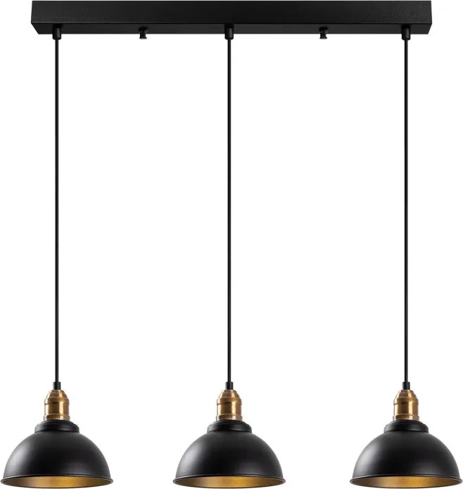 Varzan 10860 fekete-antik fém függőlámpa, 70 x 21 cm, 3 izzós