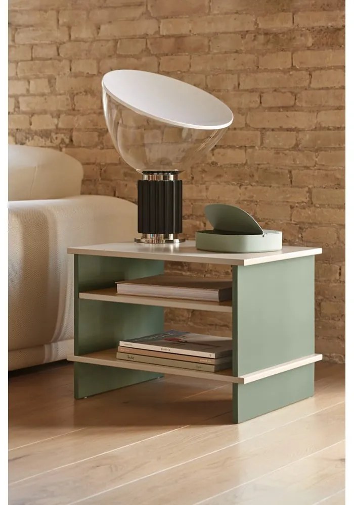 Zöld-krémszínű éjjeliszekrény Inari – Teulat