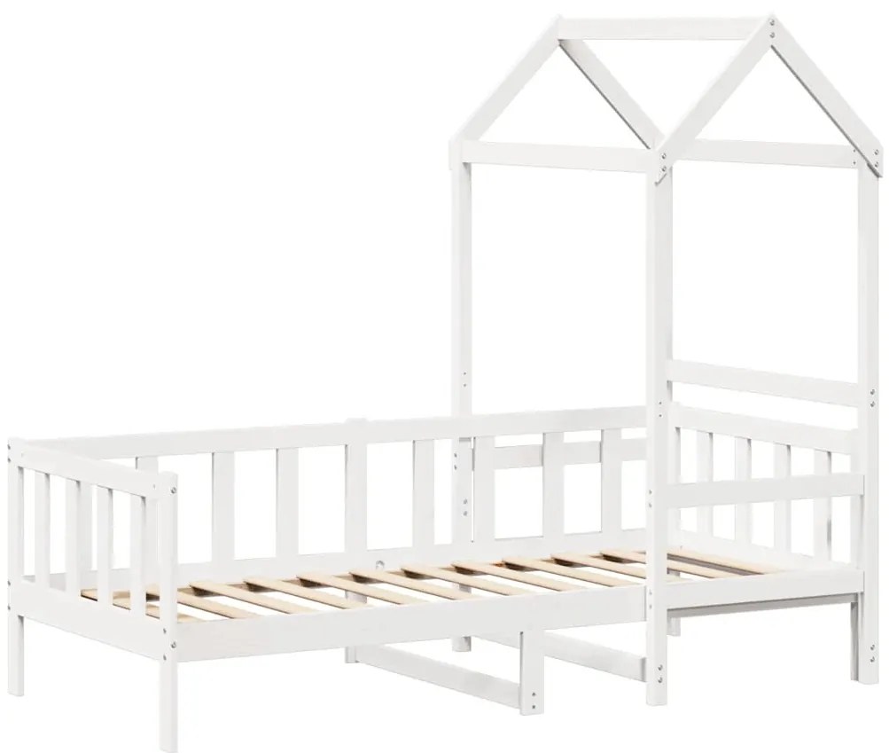 fehér tömör fenyőfa kanapéágy tetővel 80 x 200 cm