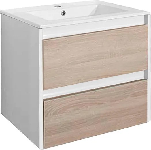 Porto 60 alsó szekrény mosdóval fehér-sonoma tölgy