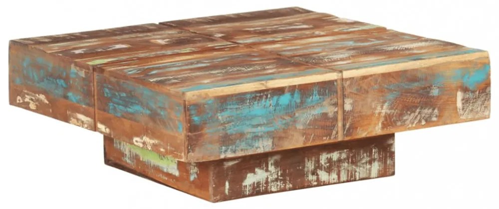 tömör újrahasznosított fa dohányzóasztal 80 x 80 x 28 cm