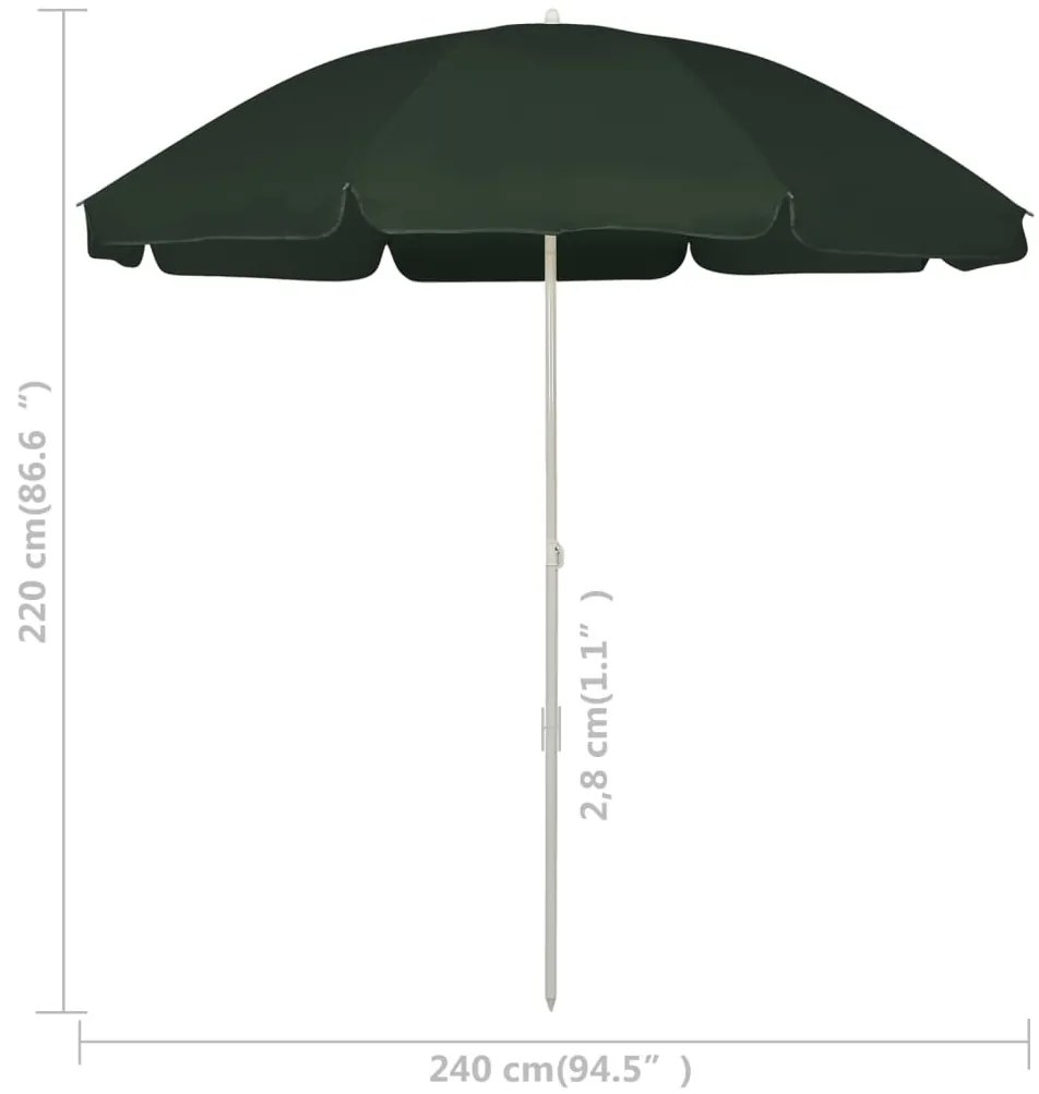 zöld strandnapernyő 240 cm