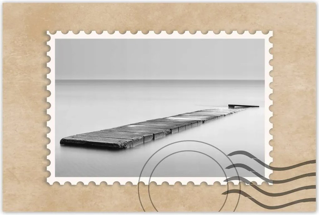 Poszter 90x60 Híd Tenger Fekete-fehér