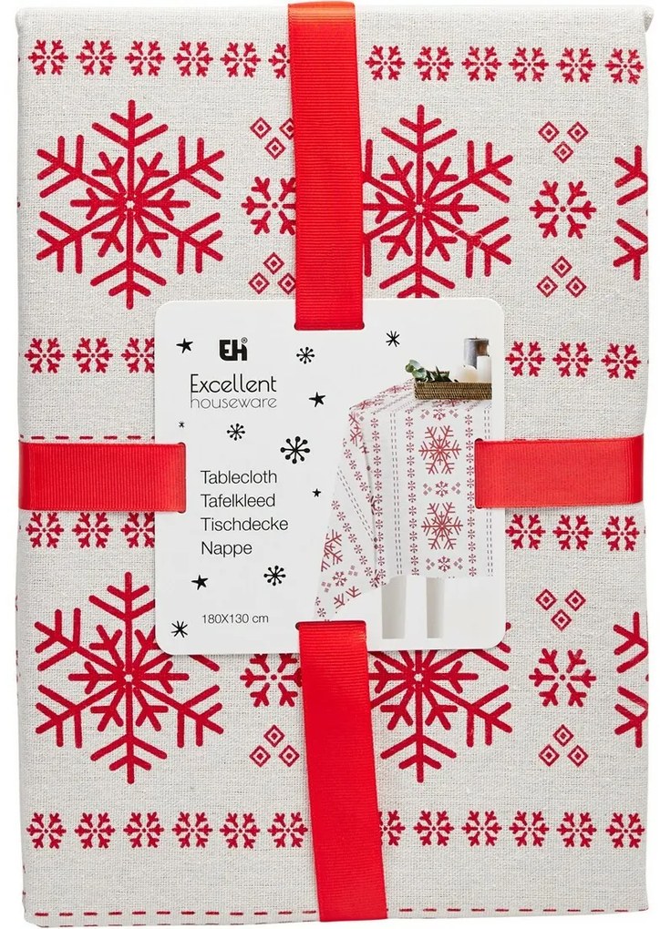 Karácsonyi terítő Red Snowflakes, 130 x 180 cm