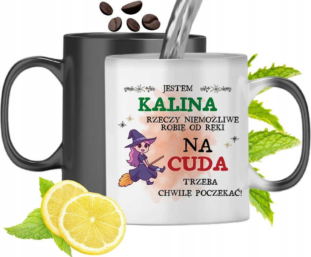 Mágikus Bögre Kalina Fekete Színváltós, fényképes nyomattal