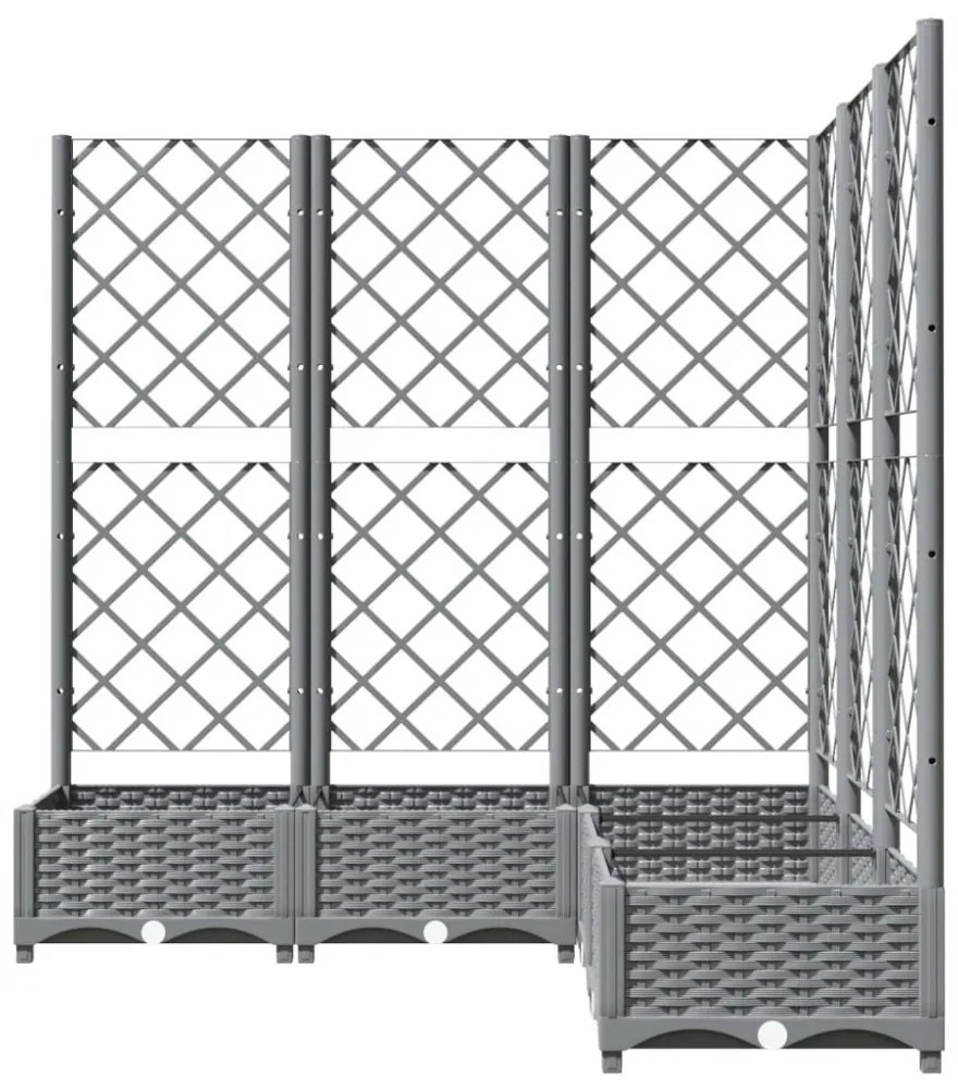 világosszürke PP rácsos kerti ültetőláda 120 x 120 x 121,5 cm