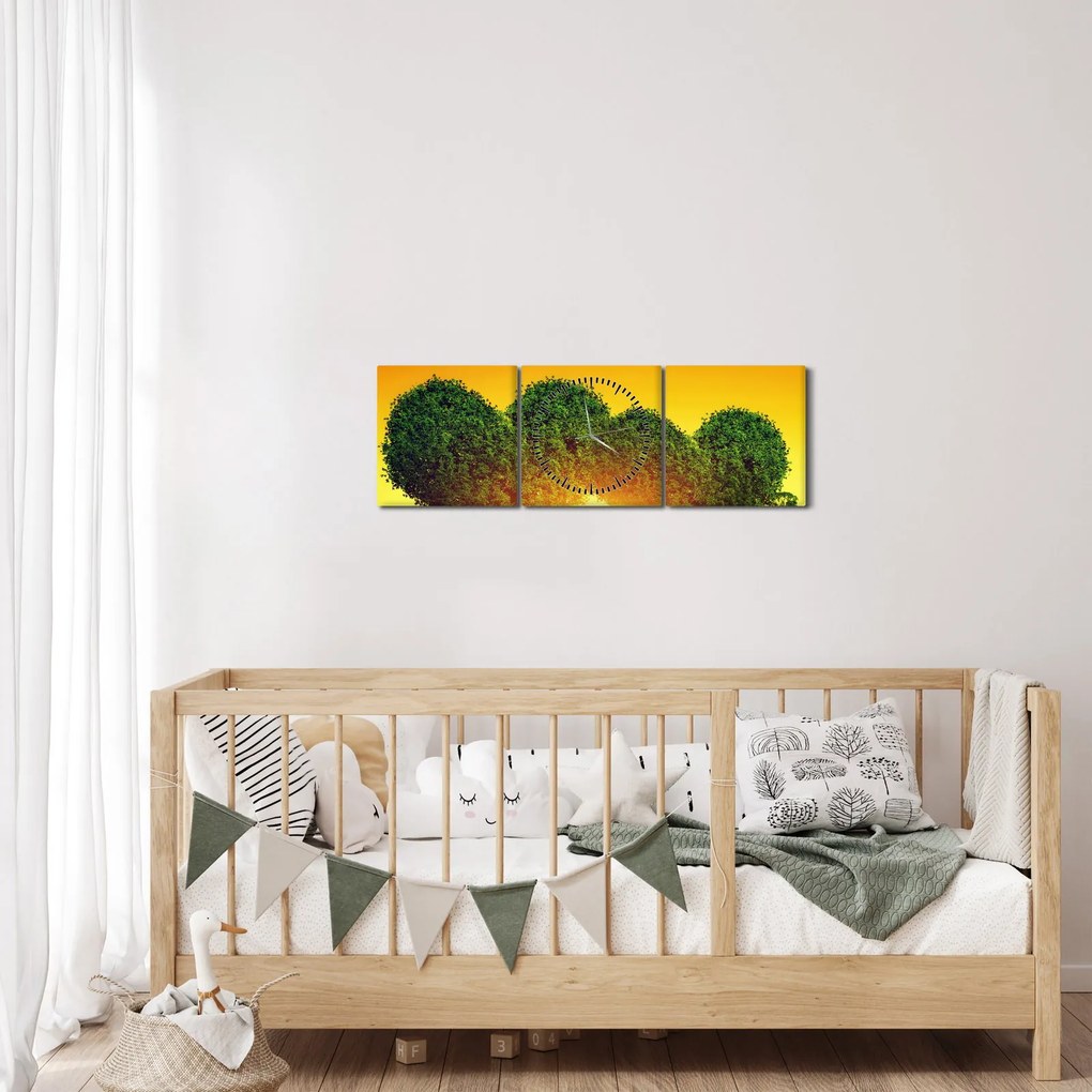 Kép - szív a fák tetején (órával) (90x30 cm)