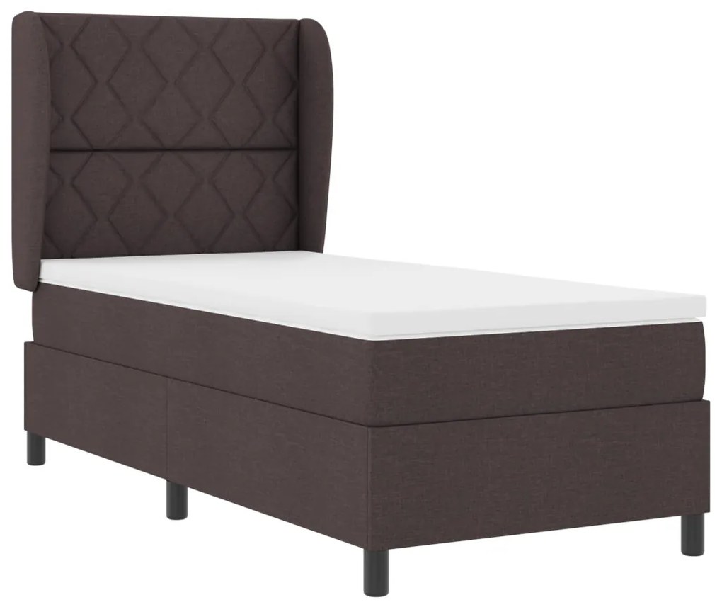 Boxspring Ágy Mattal Sötétbarna Színben, 90x200 cm, Anyag