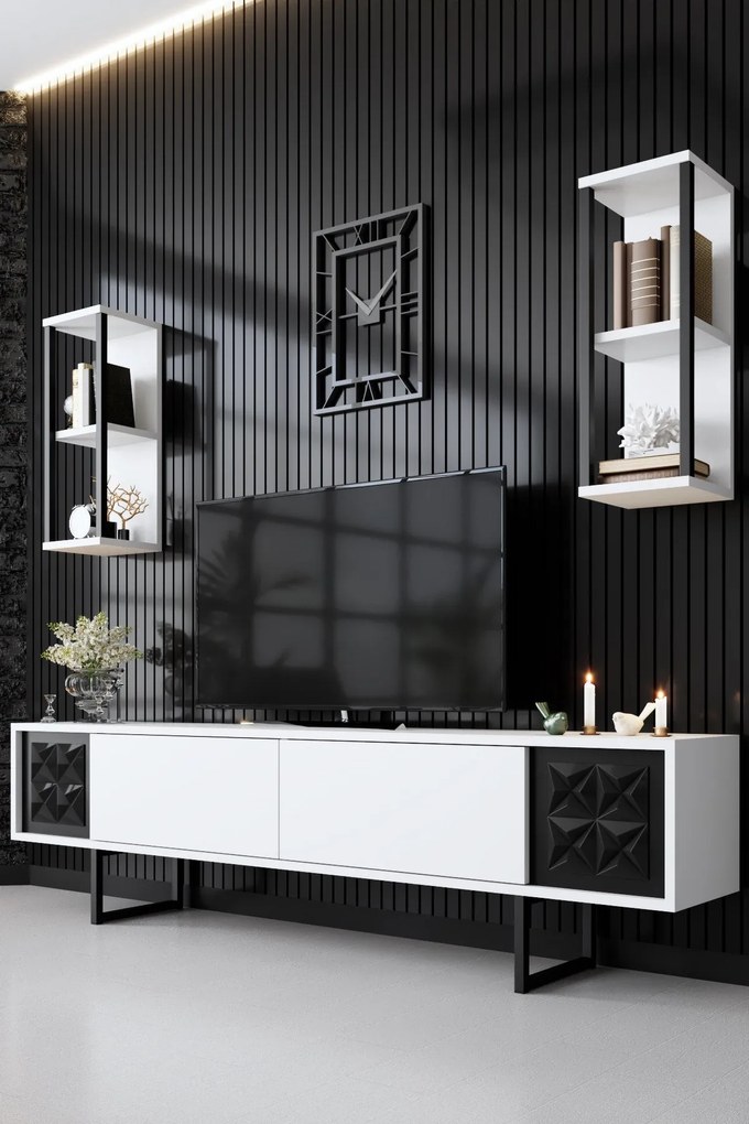 TV szekrény Black Line - White, Black
