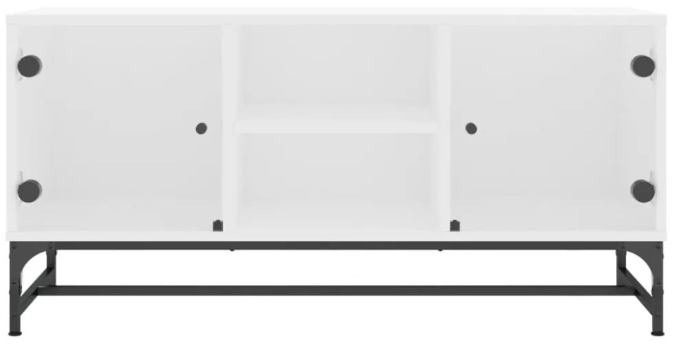fehér TV-szekrény üvegajtókkal 102 x 37 x 50 cm