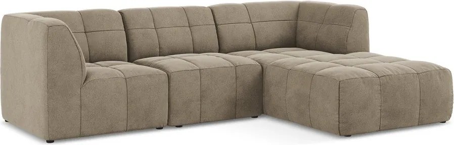 Barna bársony sarokkanapé (jobb oldali-heverő résszel) Aloha – Makamii