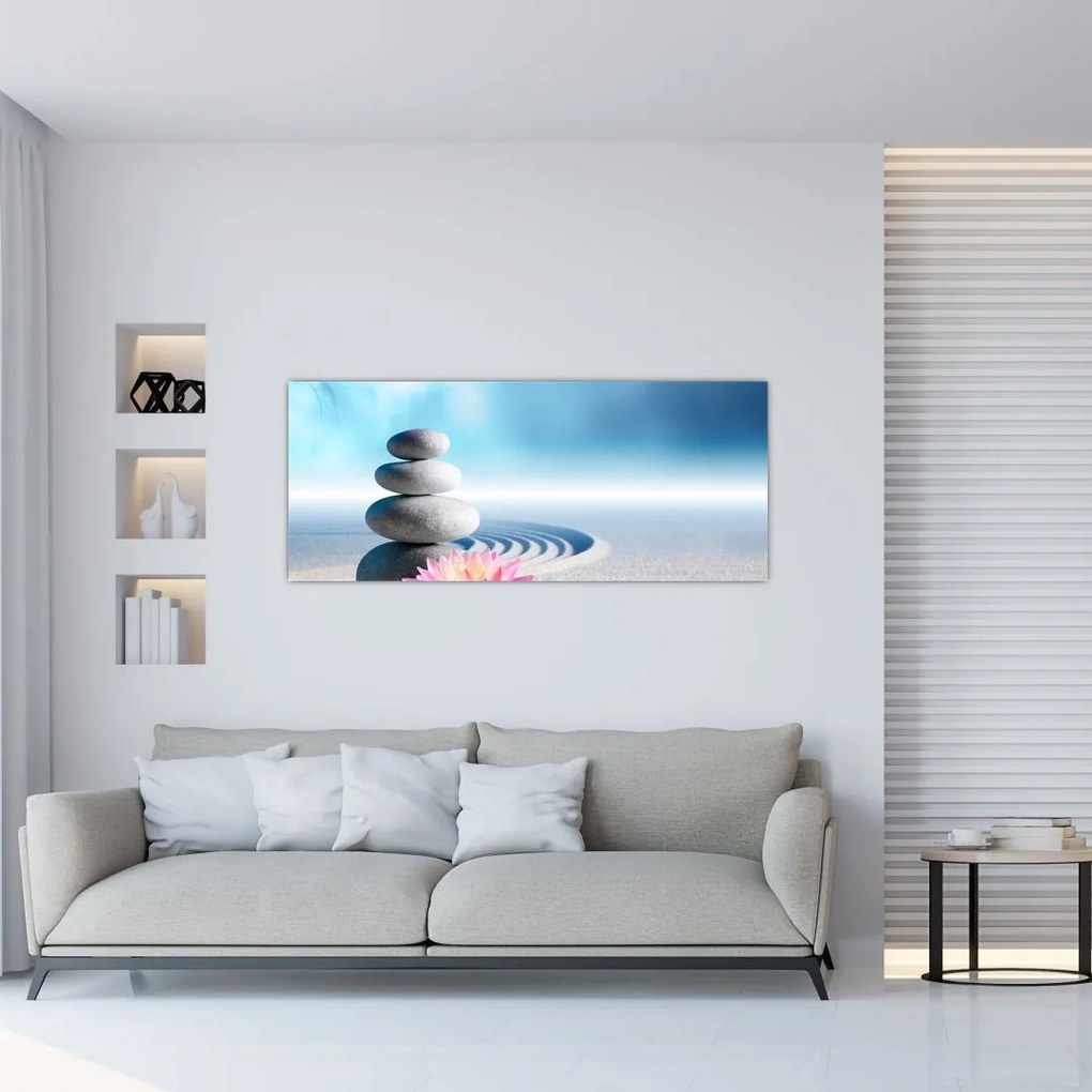 Homok, liliom és spa kövek képe (120x50 cm)