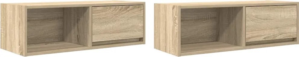 vidaXL 2 db sonoma tölgy színű szerelt fa TV-szekrény 80x31x25,5 cm