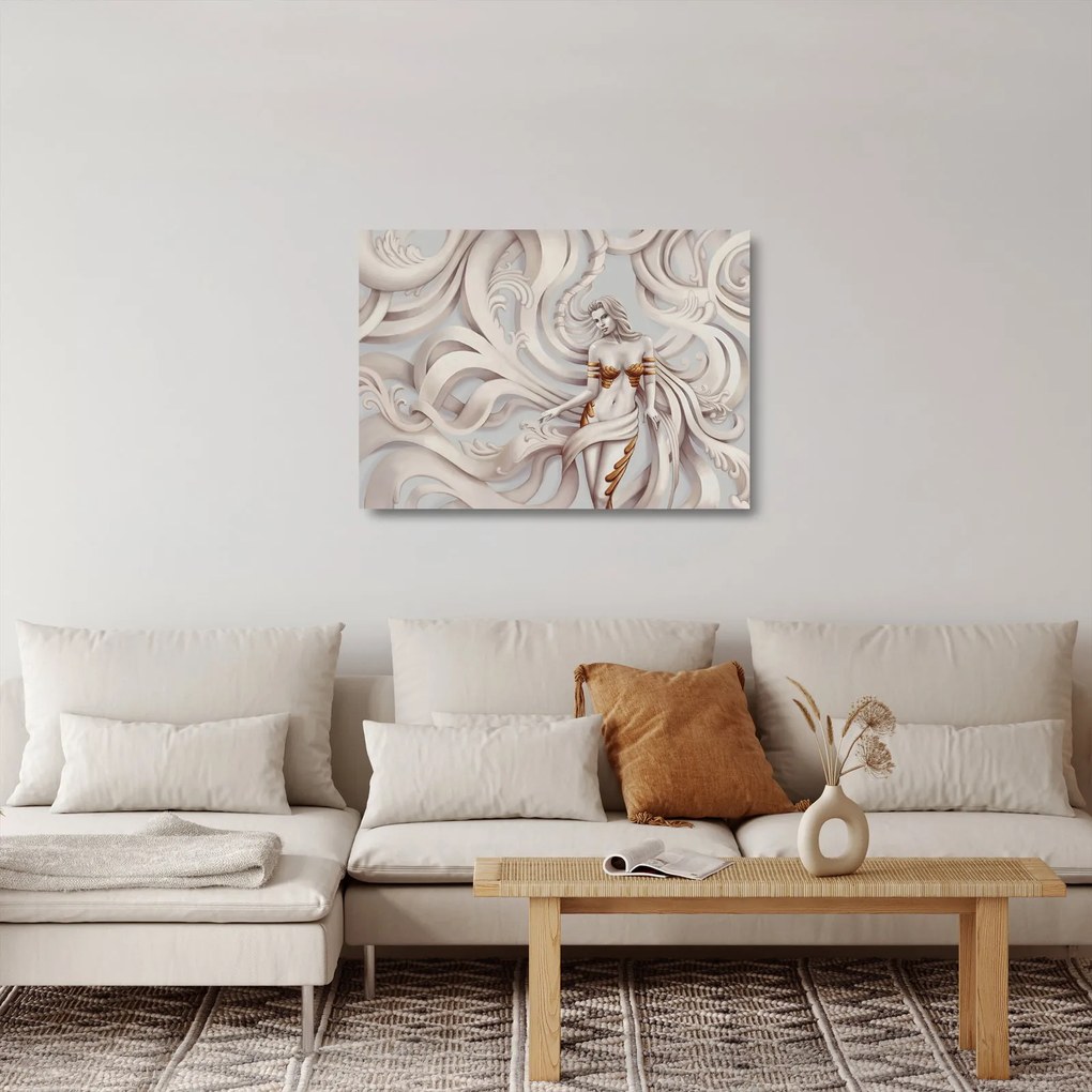 Az istennő képe virágmotívummal (üvegen) (70x50 cm)