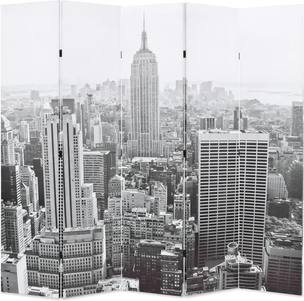 vidaXL fekete-fehér New York mintás paraván 200 x 170 cm