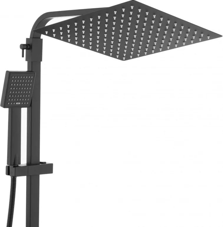 Erga Goba, zuhanygarnitúra termosztatikus csapteleppel és esőfejjel 30x30 cm, fekete matt, ERG-YKA-BP.GOBA-THERM-30-BLK