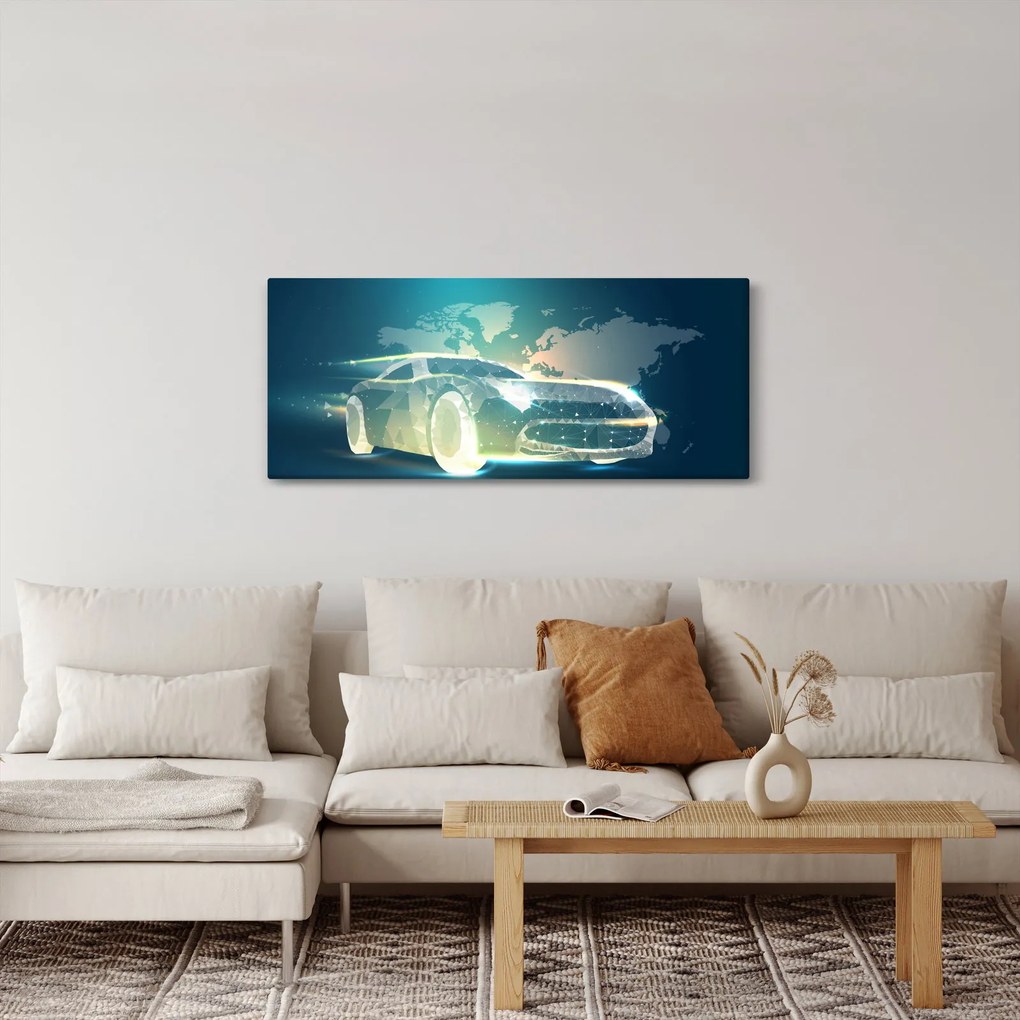 Geometriai formákból készült autó képe (120x50 cm)
